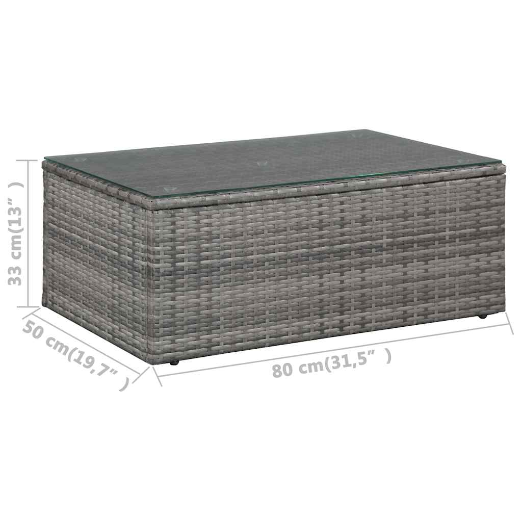 Set de muebles de jardín 4 piezas y cojines ratán PE gris