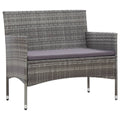 Banco de jardín 105 cm ratán sintético gris