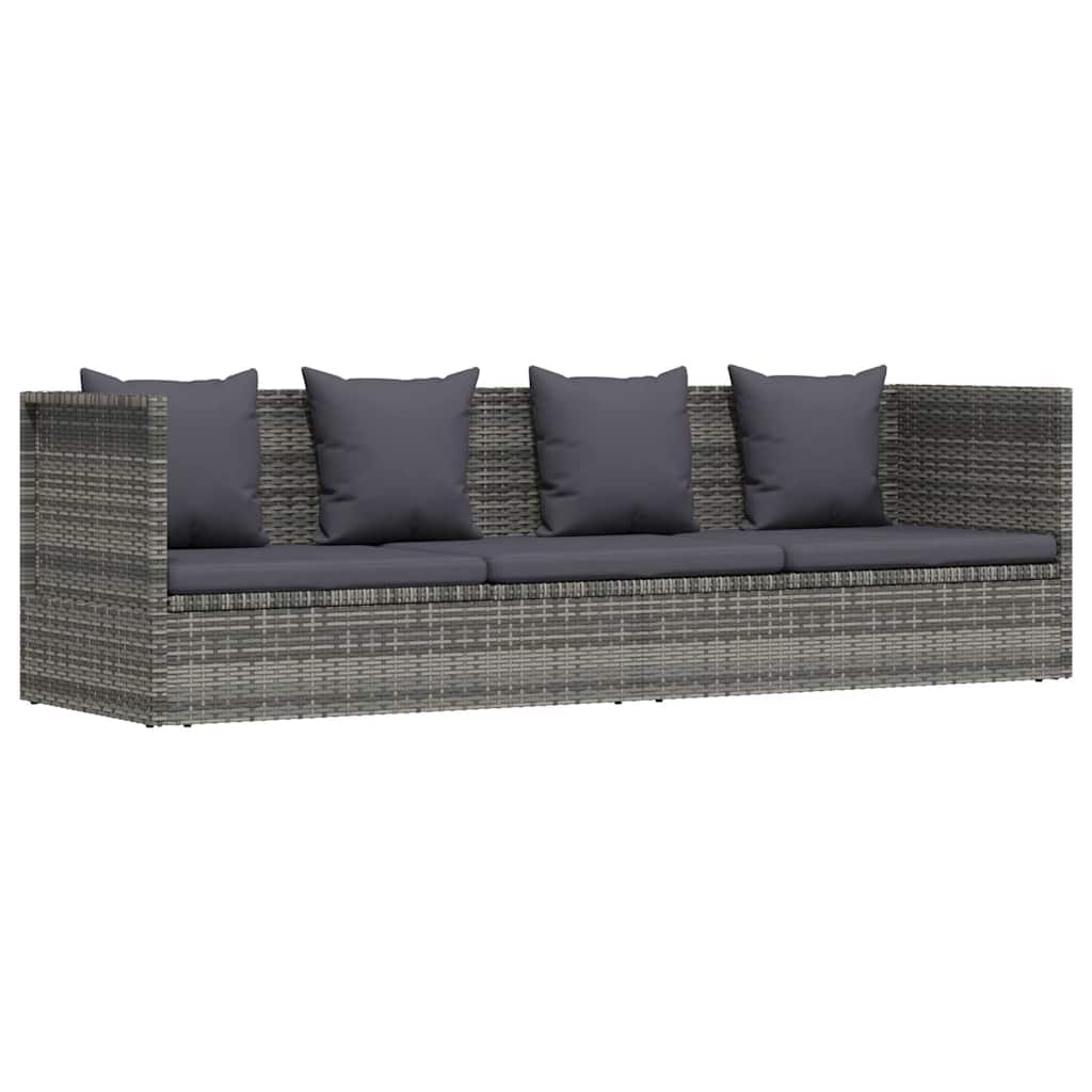 Cama de jardín 200x60 cm ratán sintético gris