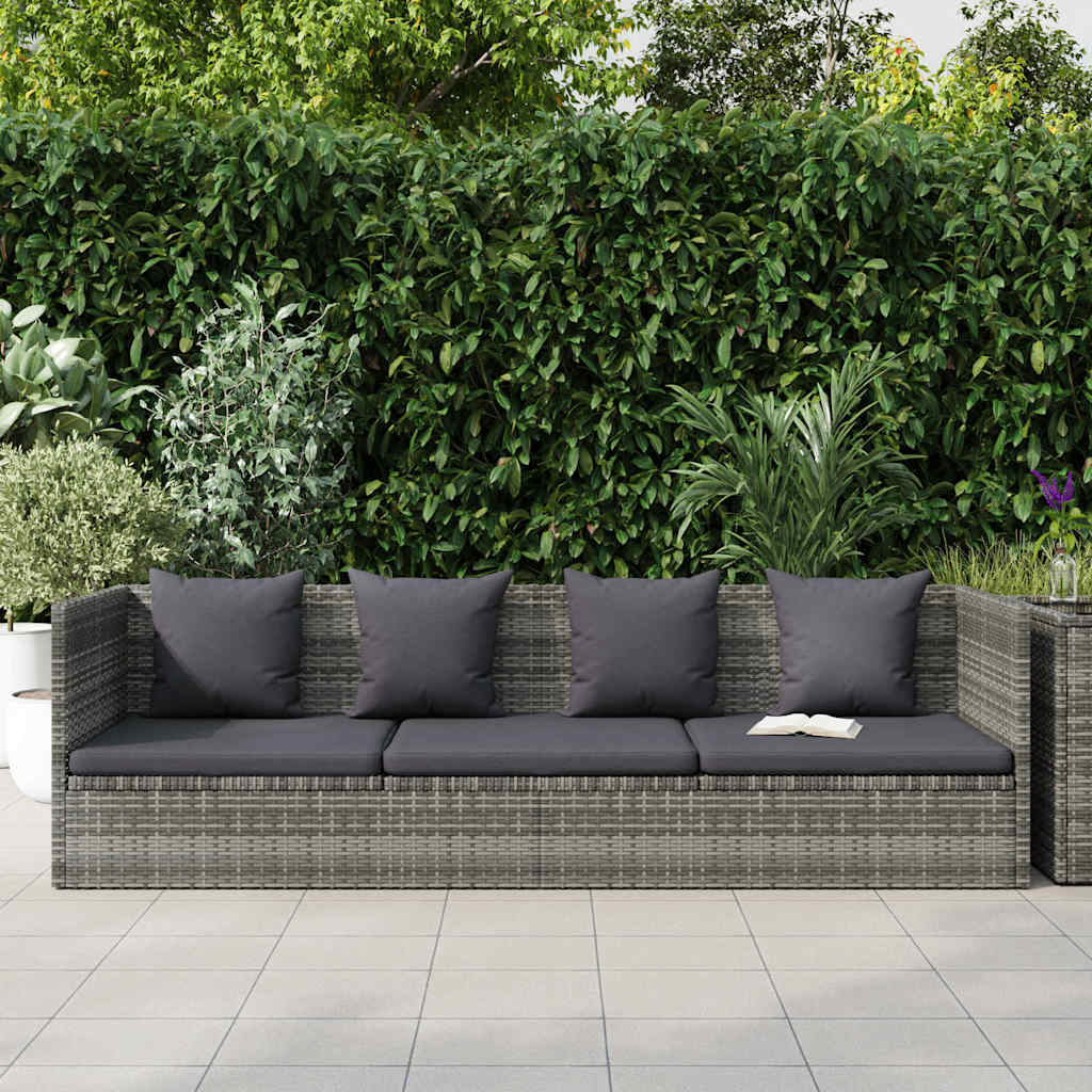 Cama de jardín 200x60 cm ratán sintético gris