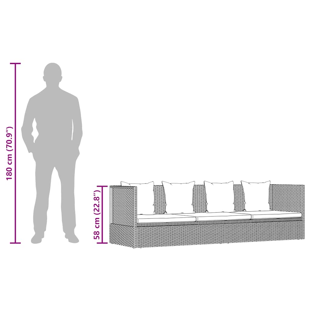 Cama de jardín 200x60 cm ratán sintético gris