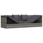 Cama de jardín 200x60 cm ratán sintético gris