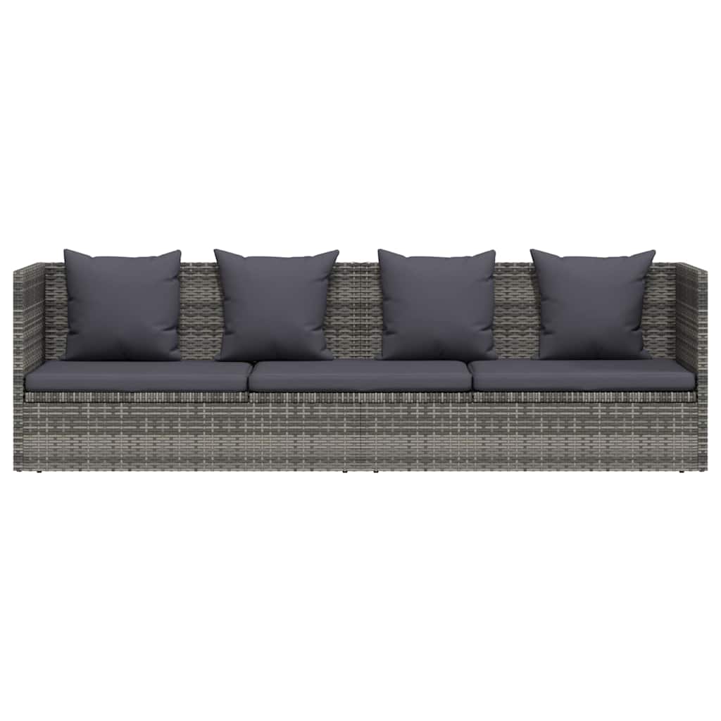 Cama de jardín 200x60 cm ratán sintético gris