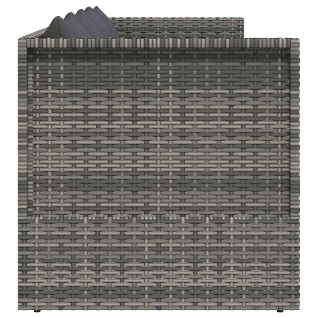 Cama de jardín 200x60 cm ratán sintético gris
