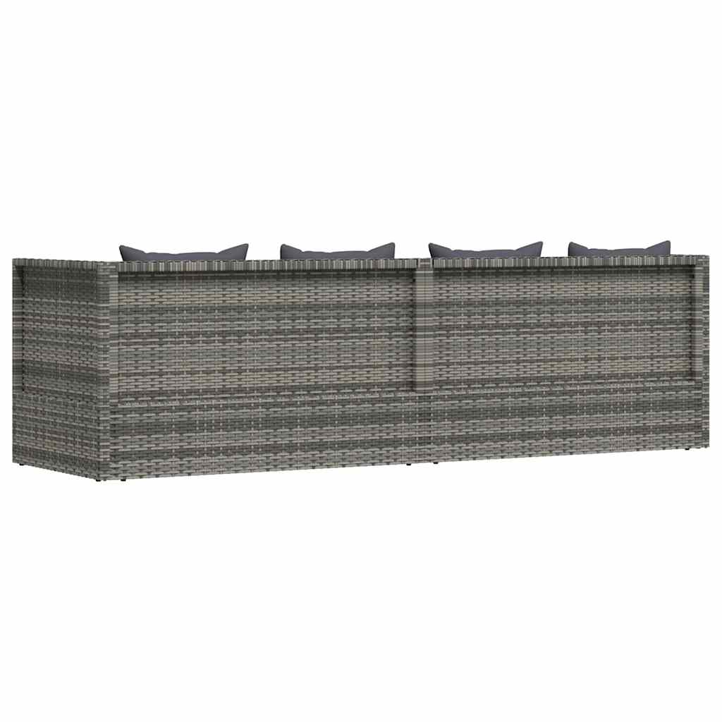 Cama de jardín 200x60 cm ratán sintético gris