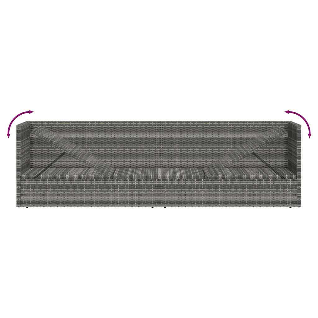 Cama de jardín 200x60 cm ratán sintético gris