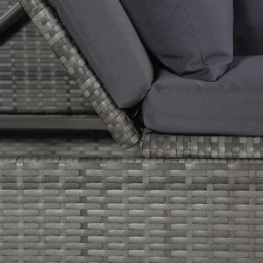 Cama de jardín 200x60 cm ratán sintético gris
