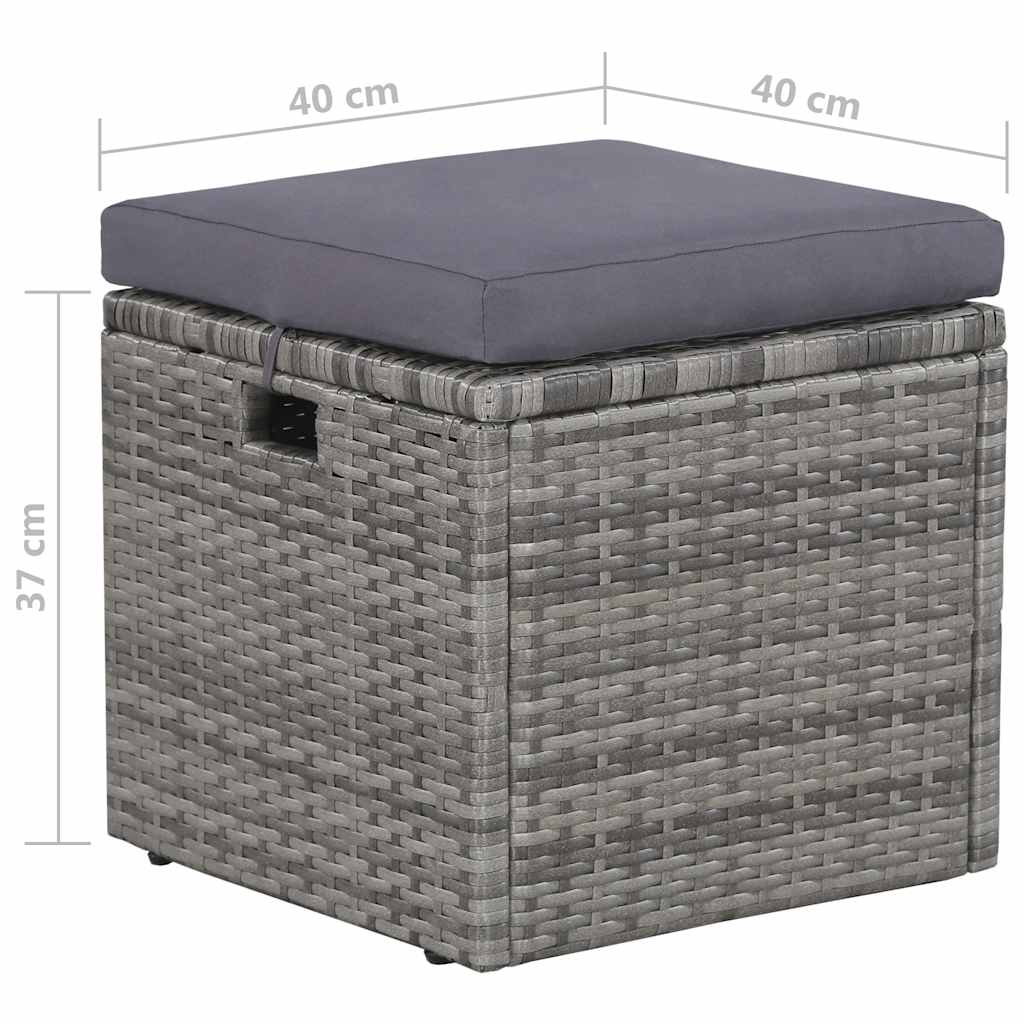 Set de muebles de jardín 6 pzas y cojines ratán sintético gris