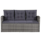 Set de muebles de jardín 6 pzas y cojines ratán sintético gris