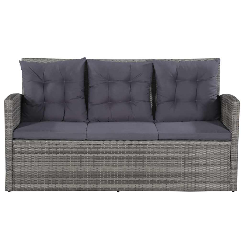 Set de muebles de jardín 6 pzas y cojines ratán sintético gris