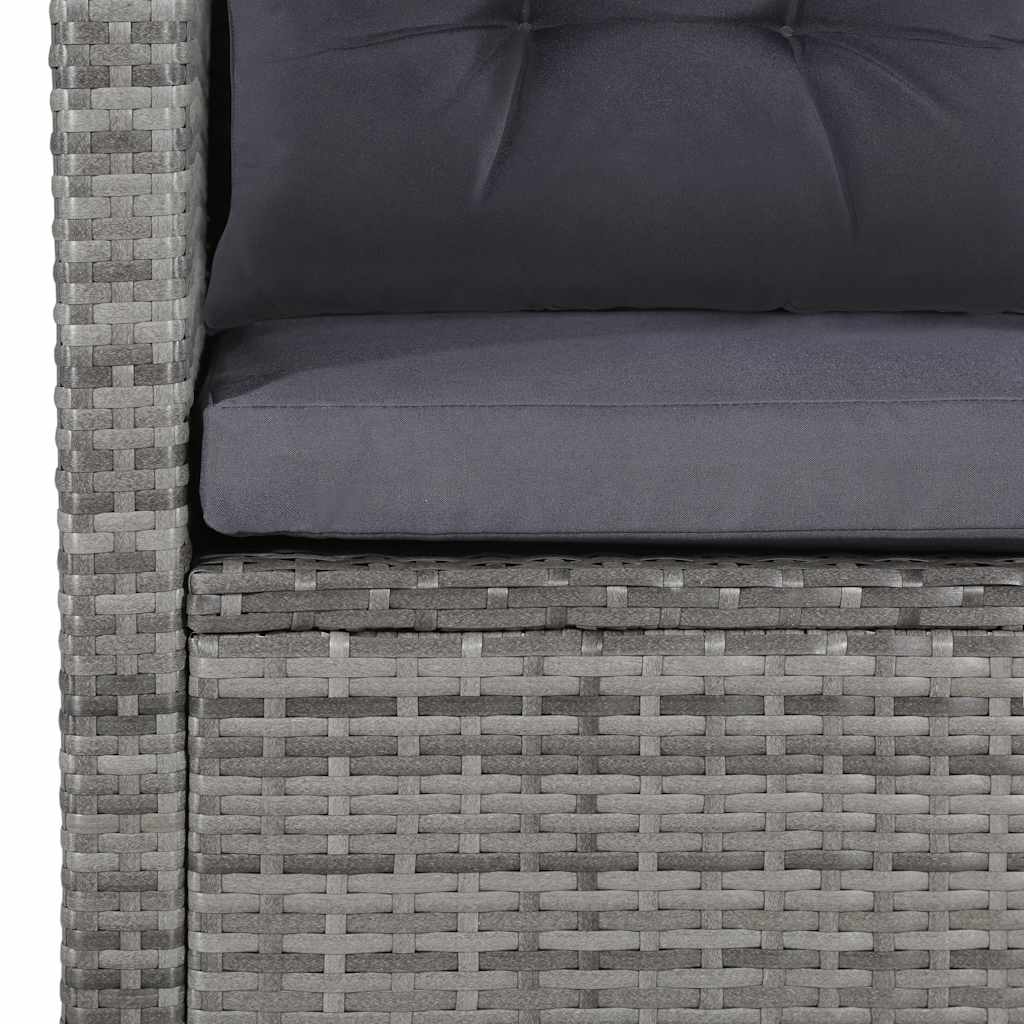 Set de muebles de jardín 6 pzas y cojines ratán sintético gris