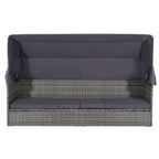 Cama de jardín con toldo 205x62 cm ratán sintético gris
