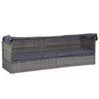 Cama de jardín con toldo 205x62 cm ratán sintético gris