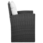 Set de sofás de jardín 5 piezas y cojines ratán sintético negro