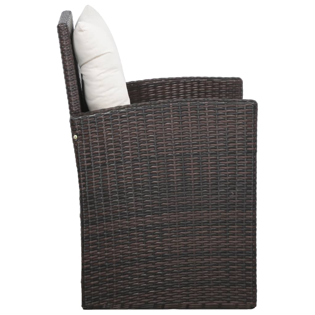 Set sofás de jardín 5 piezas y cojines ratán sintético marrón