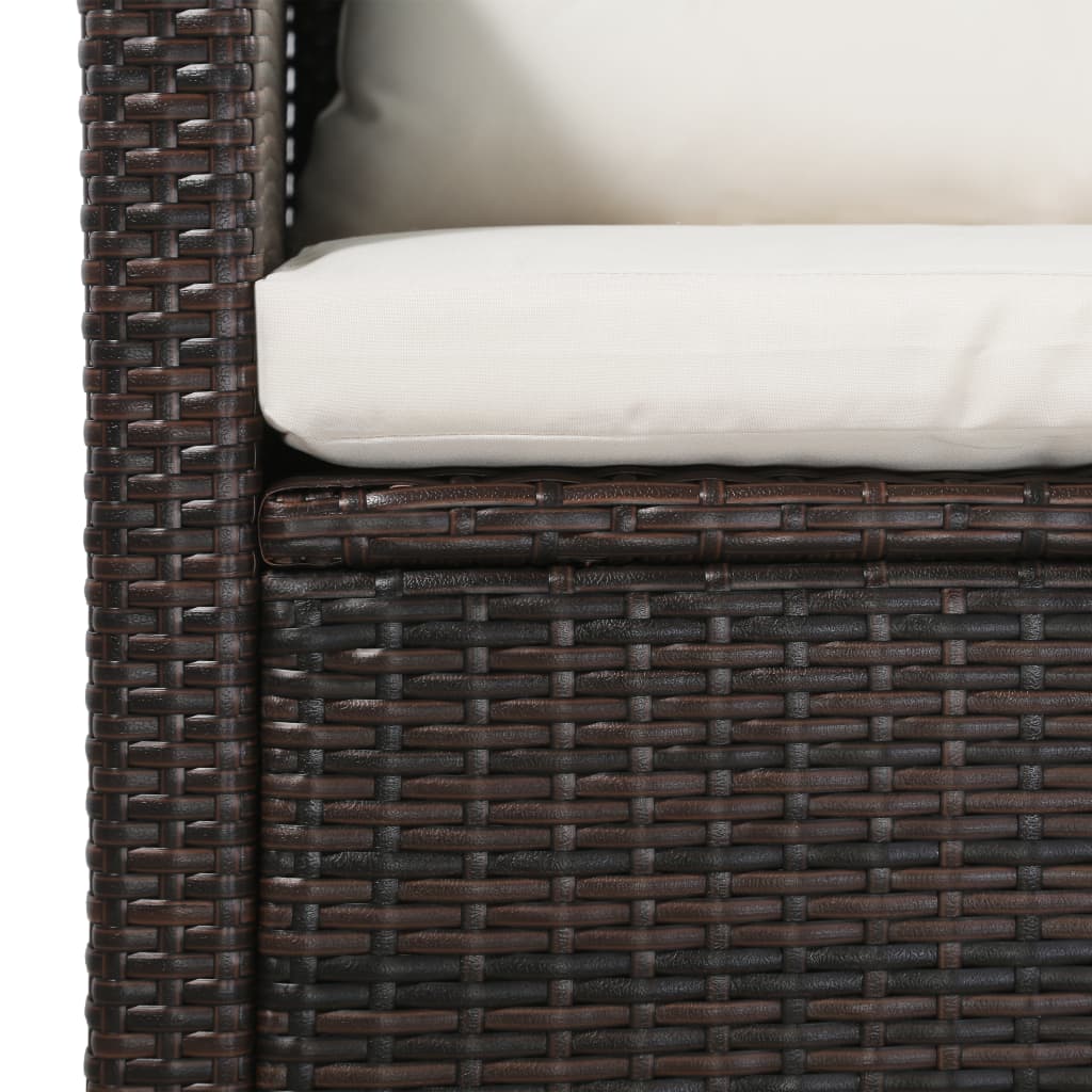 Set sofás de jardín 5 piezas y cojines ratán sintético marrón