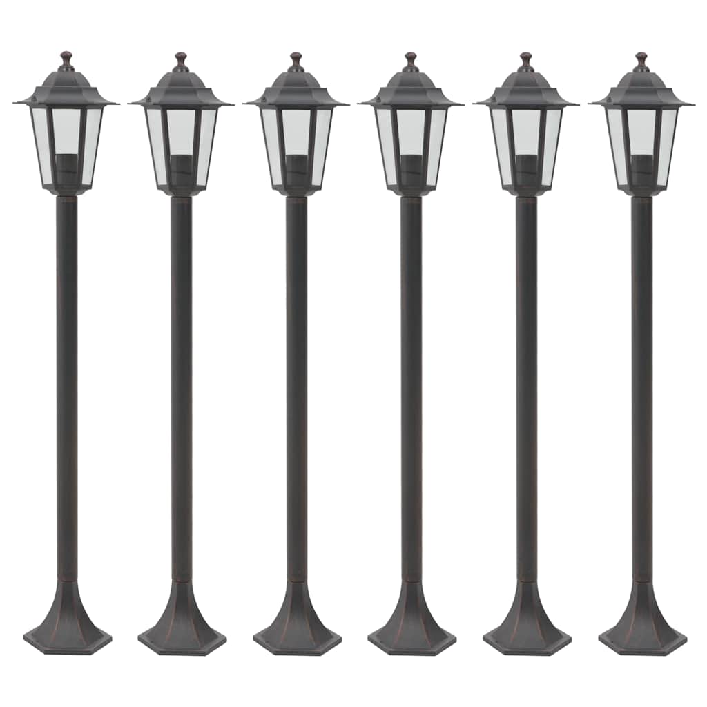 Farolas de jardín aluminio blancas E27 110 cm 6 unidades