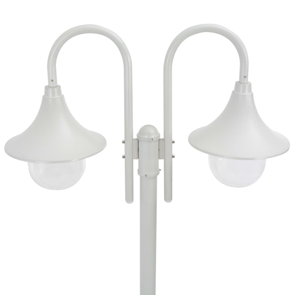 Farola de jardín con 2 luces aluminio blanca E27 220 cm