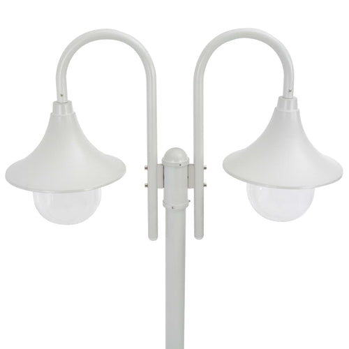 Farola de jardín con 2 luces aluminio blanca E27 220 cm