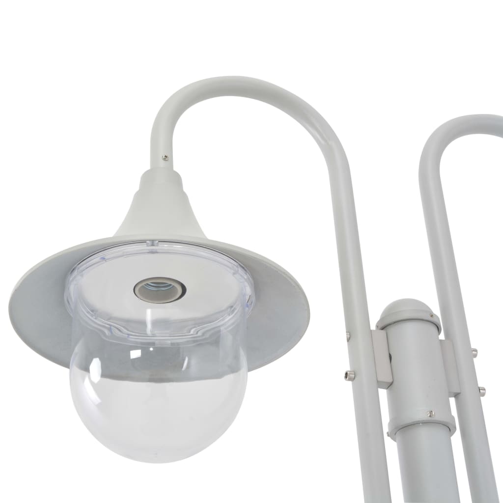 Farola de jardín con 2 luces aluminio blanca E27 220 cm
