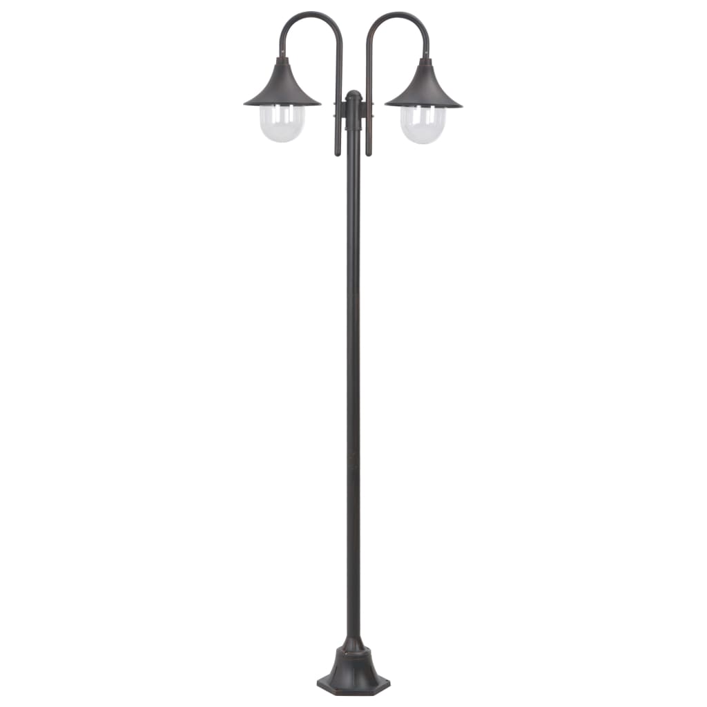 Farola de jardín con 2 luces aluminio blanca E27 220 cm