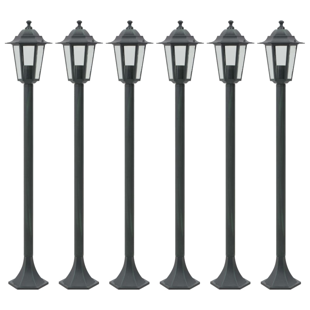 Farolas de jardín aluminio blancas E27 110 cm 6 unidades