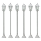 Farolas de jardín aluminio blancas E27 110 cm 6 unidades