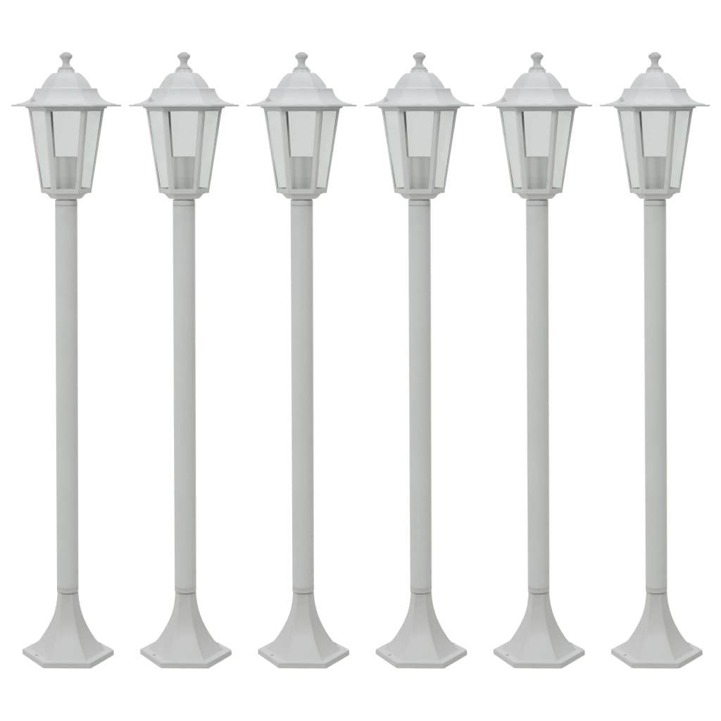 Farolas de jardín aluminio blancas E27 110 cm 6 unidades