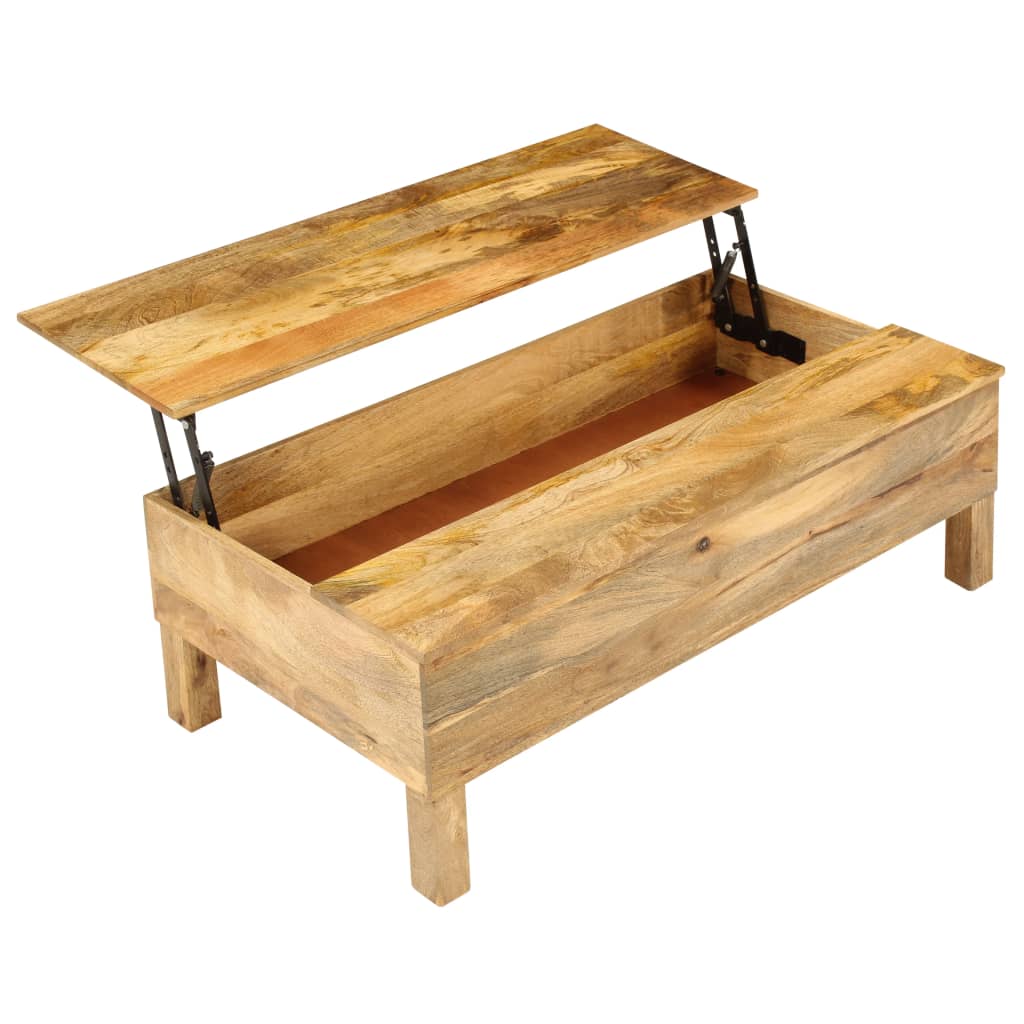 Mesa de centro de madera maciza de mango 110x55x35 cm