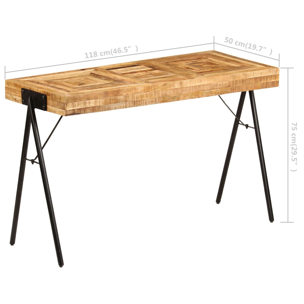 Escritorio de madera maciza de mango 118x50x75 cm