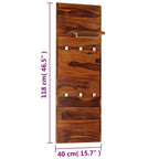 Perchero de madera maciza de acacia 118x40 cm