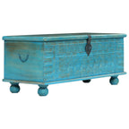 Baúl de almacenamiento madera maciza mango azul 100x40x41 cm