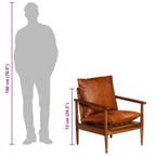 Sillón de cuero auténtico marrón con madera de acacia