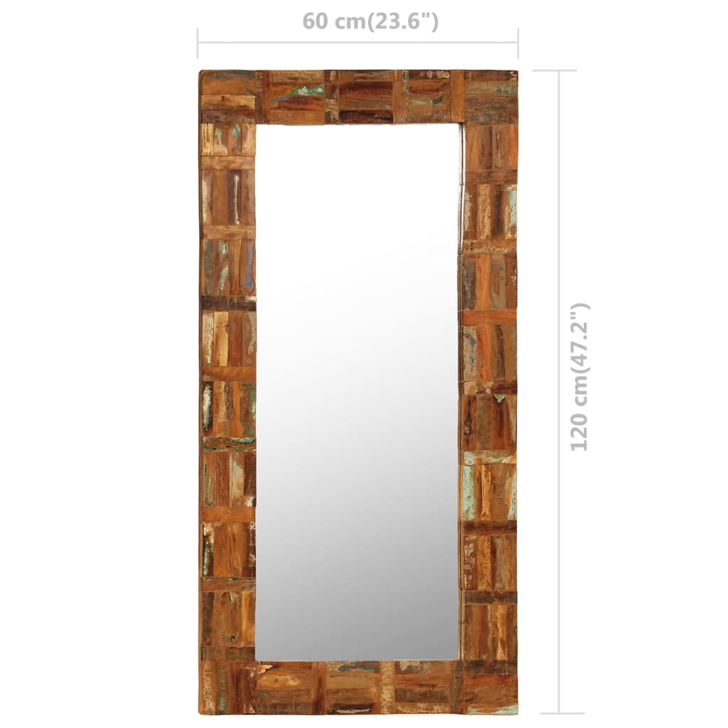 Espejo de pared de madera maciza reciclada 60x120 cm