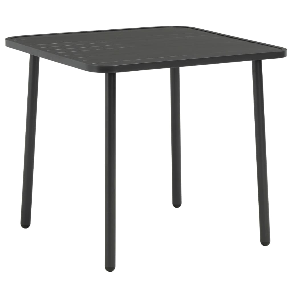 Mesa de jardín de acero gris oscuro 150x90x72 cm