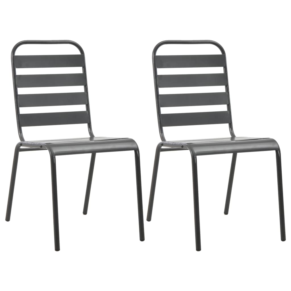 Mesa y sillas bistró de jardín 3 piezas acero gris oscuro