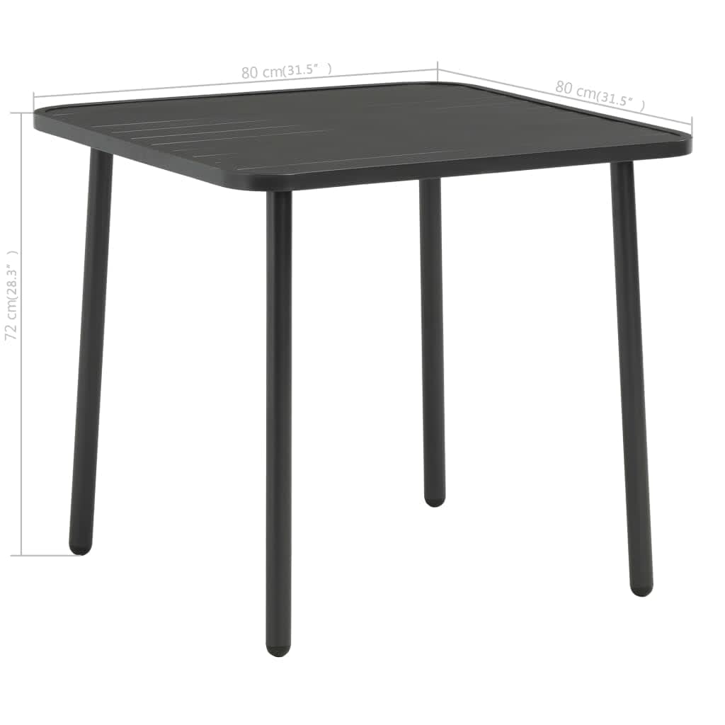 Juego de comedor de jardín 5 piezas acero gris oscuro