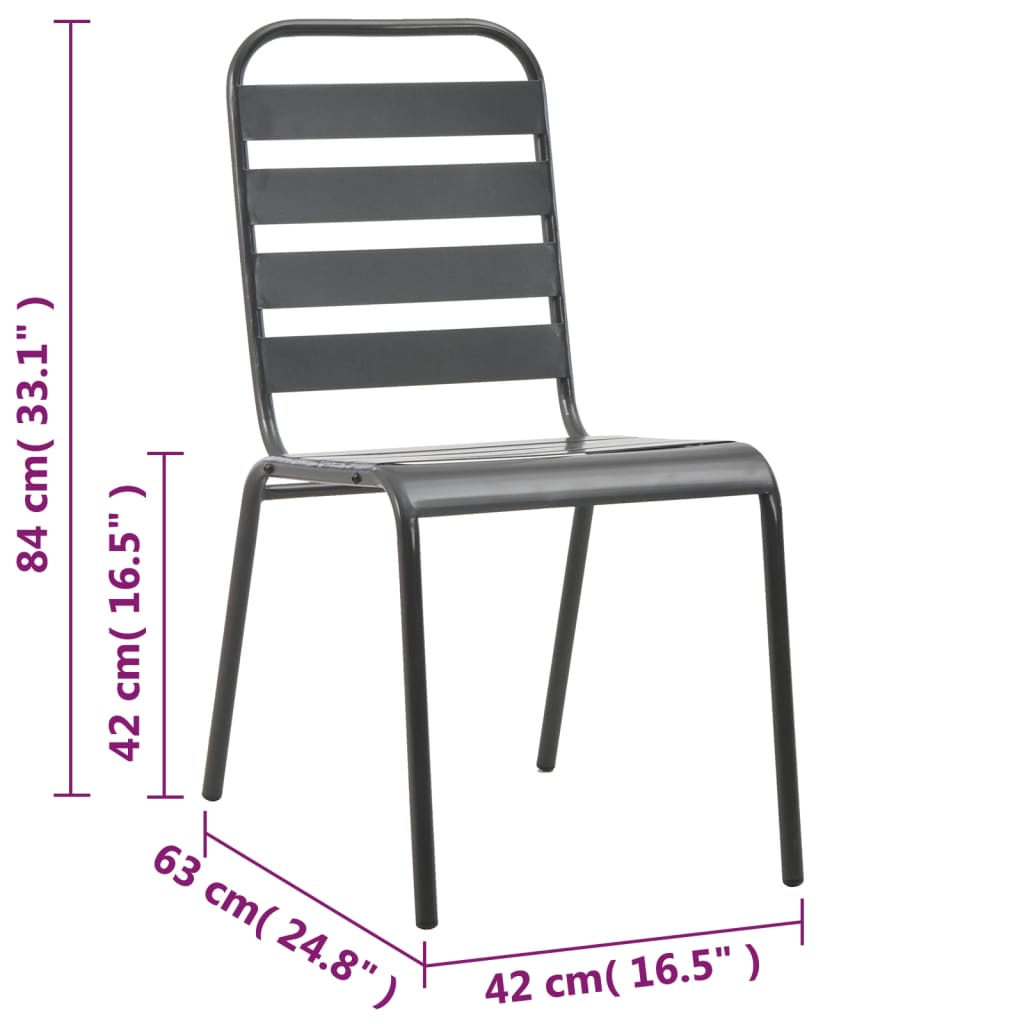 Juego de comedor de jardín 5 piezas acero gris oscuro