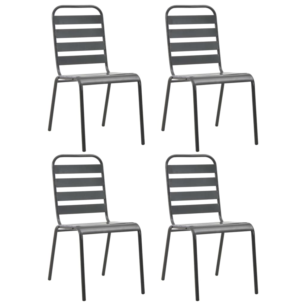 Juego de comedor de jardín 5 piezas acero gris oscuro
