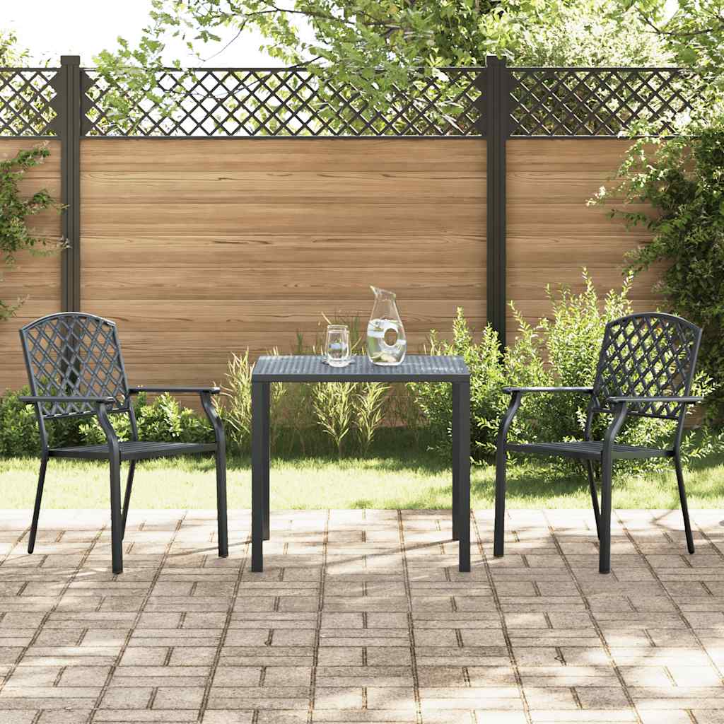 Stackable garden chairs 2 units grey steel