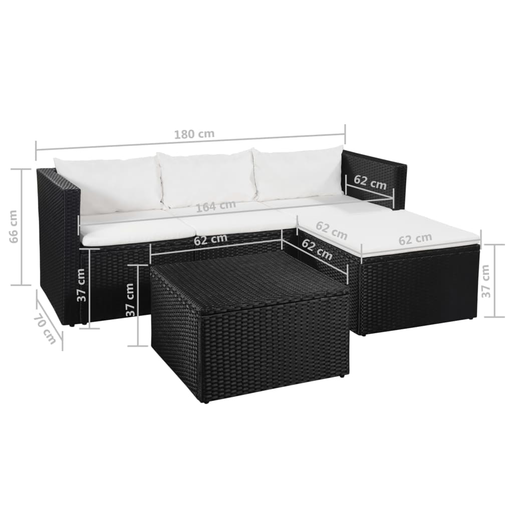 Set de muebles de jardín 3 pzas ratán sintético negro y blanco