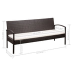 Set muebles de jardín 5 piezas y cojines ratán sintético marrón