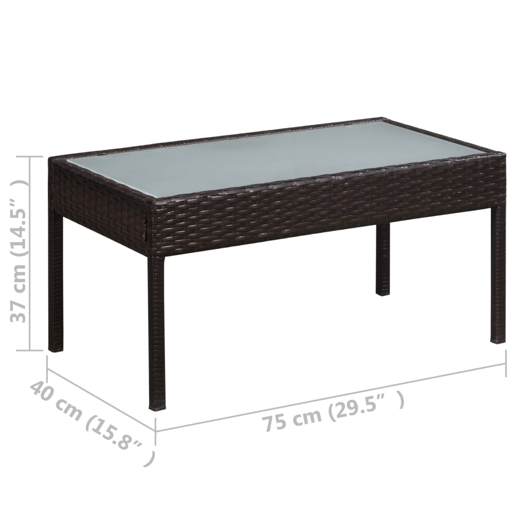 Set muebles de jardín 5 piezas y cojines ratán sintético marrón