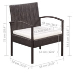 Set muebles de jardín 5 piezas y cojines ratán sintético marrón