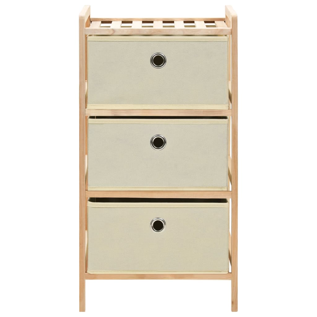 Estantería de almacenaje 3 cestas de tela madera de cedro beige