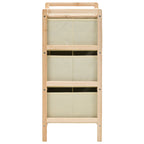 Estantería de almacenaje 3 cestas de tela madera de cedro beige