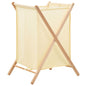 Cedar wood and beige fabric laundry hamper 42x41x64 cm