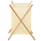 Cesto de ropa sucia madera de cedro y tela beige 42x41x64 cm