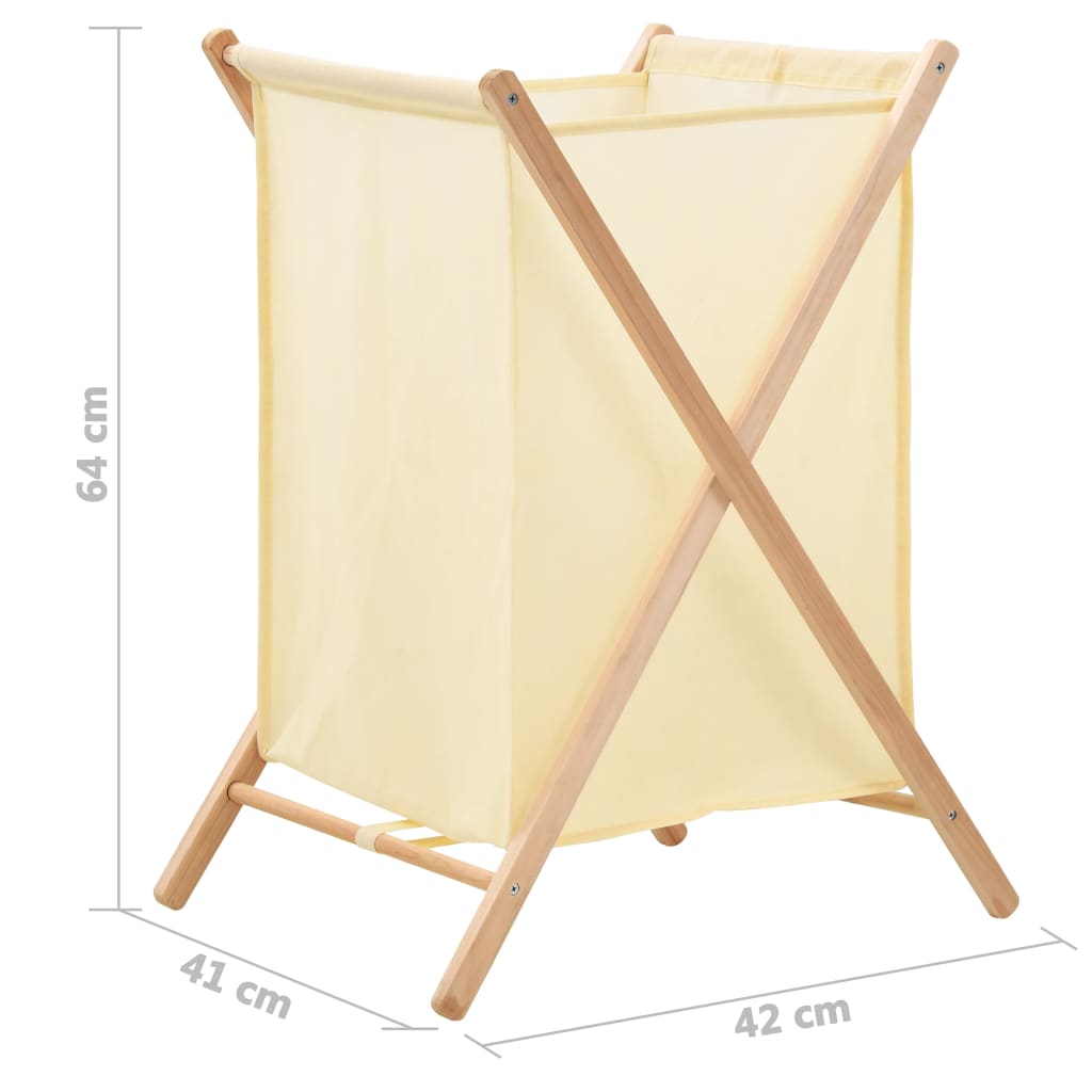 Cesto de ropa sucia madera de cedro y tela beige 42x41x64 cm