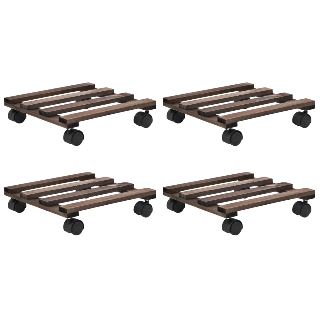 Soporte con ruedas para macetas madera 4 uds cedro 25x25 cm